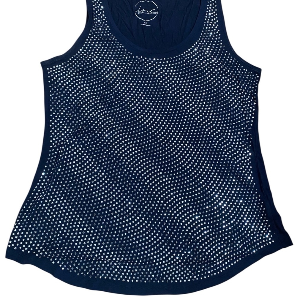 INC International Concepts Blue and White Sleeveless Tank Top